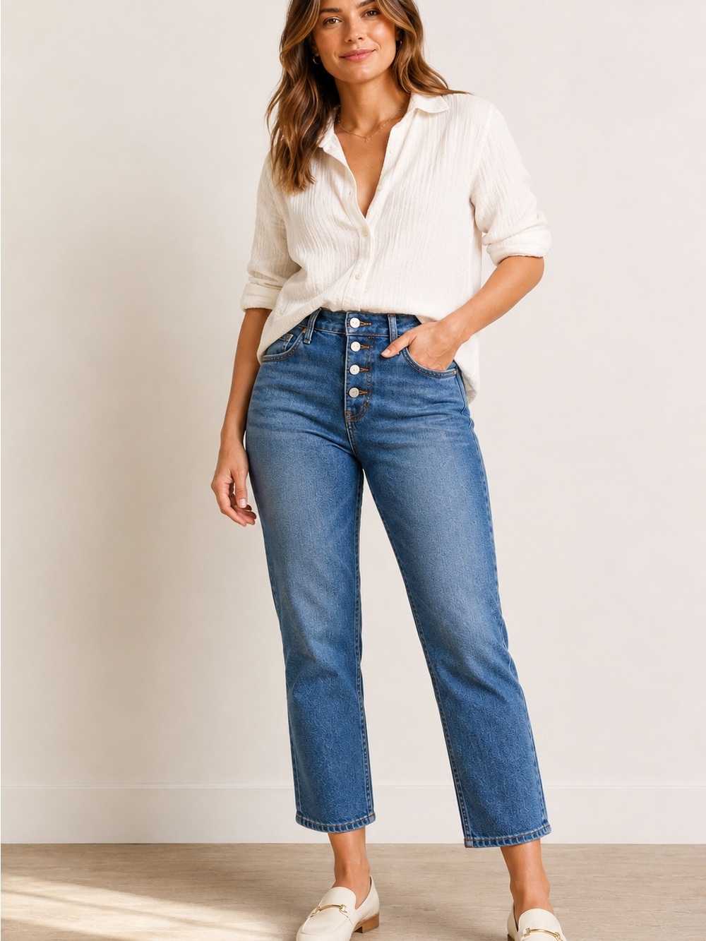 Madewell Perfect Vintage Crop Jeans 28 Button Fly High Rise Straight Blue